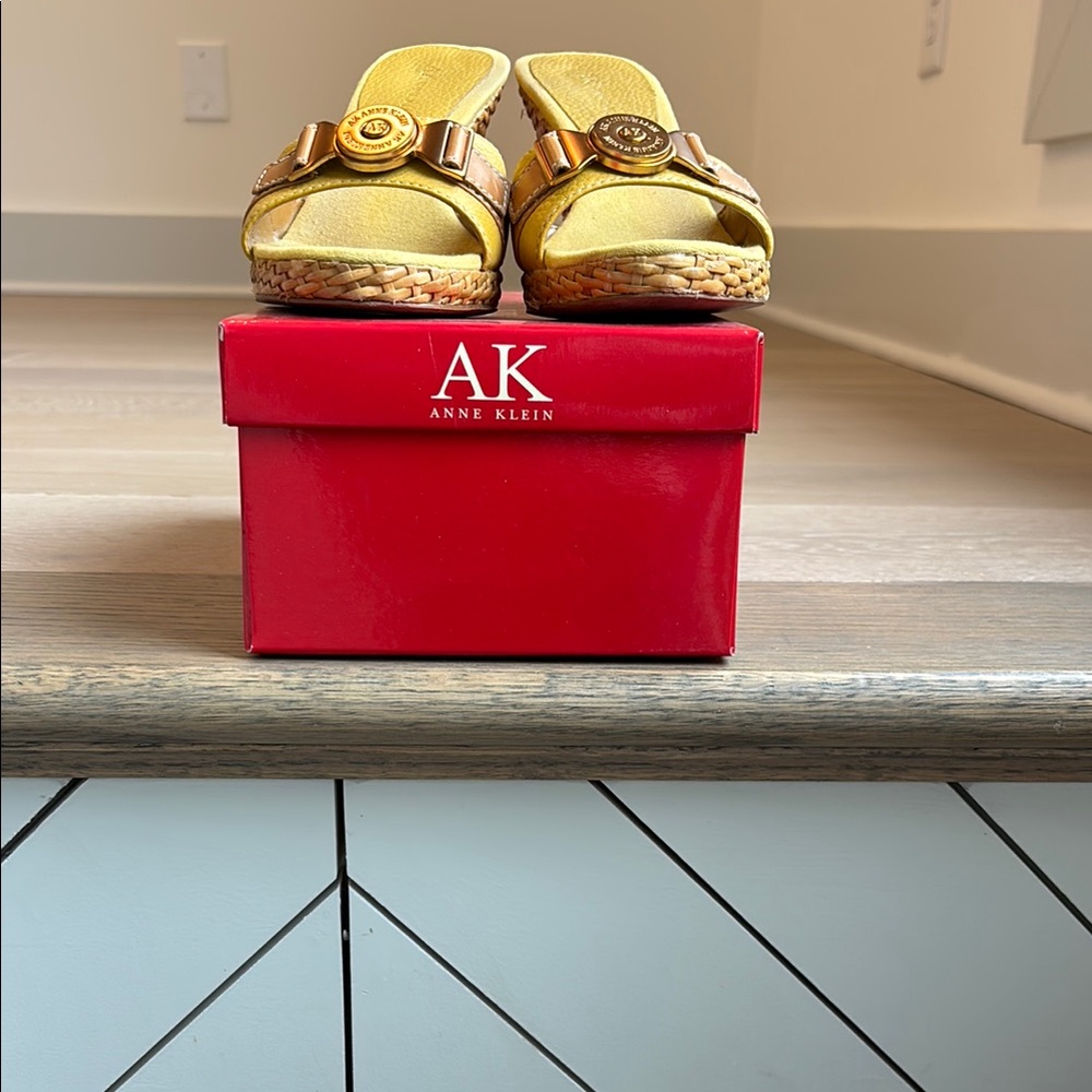 Anne Klein Yellow Wedge Sandals